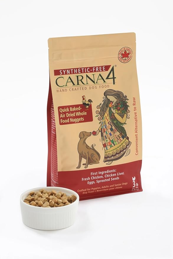 CARNA4 Air Dried Dog Food, Chicken Recipe, Quick Baked Whole Food Nutrition with Sprouted Seeds, Natural Probiotics & Enzymes, No Synthetics - 13 Pound