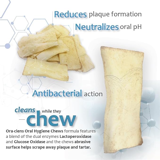Oral Hygiene Chews for Large Dogs – Enzymatic Dental Treats for Daily Oral Care, Helps Clean Teeth & Freshen Breath, Supports Plaque & Tartar Control – 30 Chews (3 Pack)