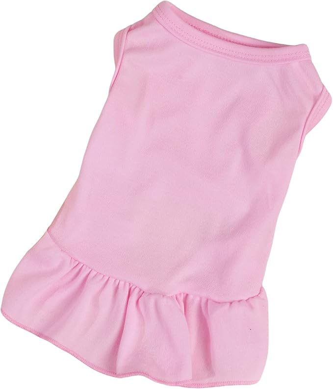 Dog Dresses Cat Skirt Solid Color Dog Clothes Summer Sleeveless Puppy Girl Clothes for Small Pet Dogs Cats (Pink, Medium)