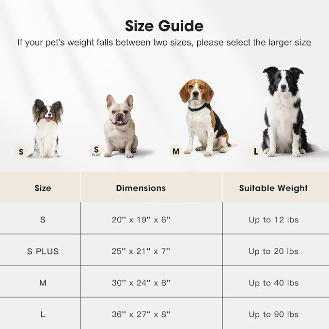 MIXJOY Dog Bed for Medium Sized Dogs, Washable Medium Dog Beds with Removable Cover, Rectangle Pet Beds with Non-Slip Bottom, Warming Calming Dogs Cuddler, 25"x21"x7", White