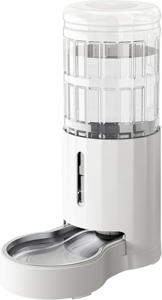CZPET Dog Water Bowl Dispenser 9.5L, Wider Mouth & Upgraded Brush, Easy Cleaning Automatic Cat Gravity Refilling Waterer with Removable Stainless Steel Bowl, Large Drinking Area for Multi-Pet (White)