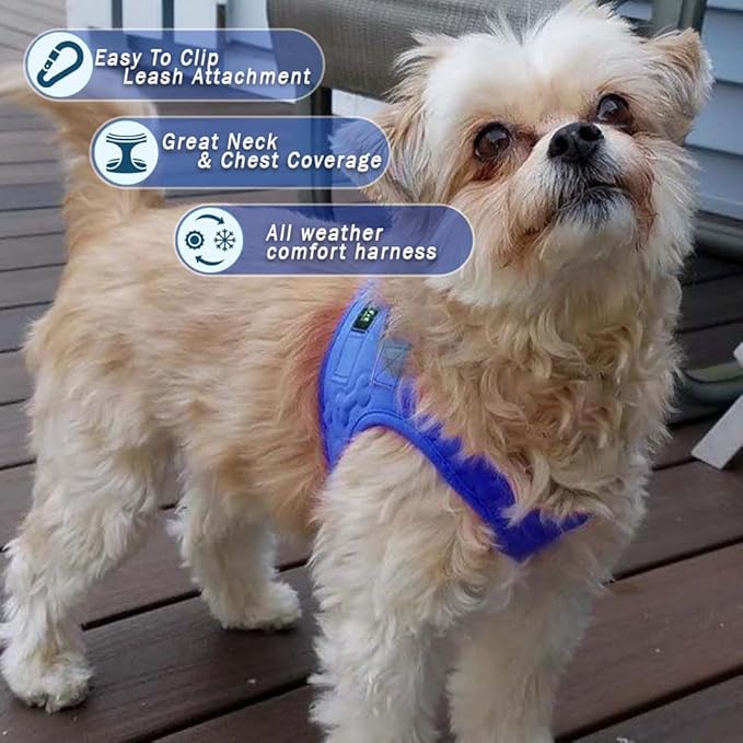 Comfort Fit Dog Harness Small Medium Sized Dogs No Pull Step in Dog Harness with Adjustable Buckles Soft Padded Easy Control Vest Harness Training Walking Running Extra Comfort Inside Velvet Plush