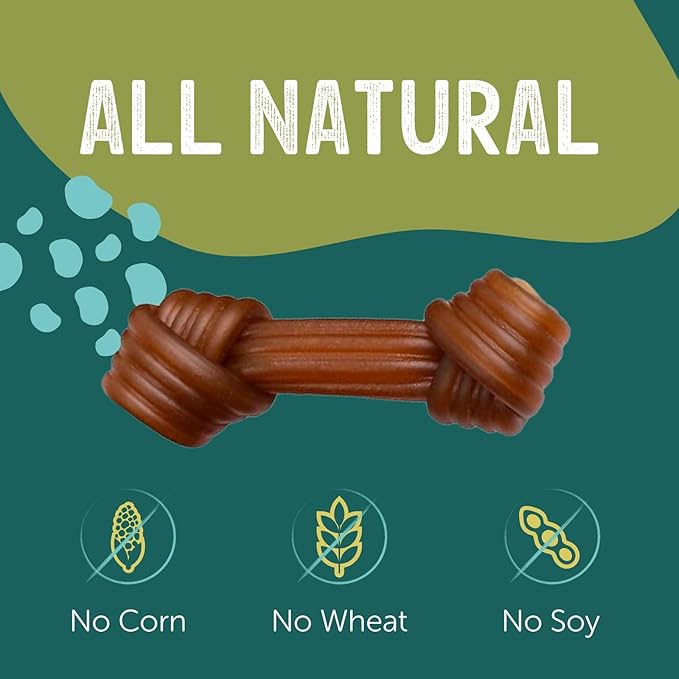Rawhide Free Dog Chews | Ribbed Bones | for Large - Extra Large Dogs | Pumpkin, Psyllium Husk and Chicory Root for Easy Digestion and Overall Gut Health (2 Bones, Peanut Butter)