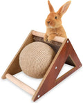 Rabbit Scratching Pad Bunny Toys - 2-in-1 Rabbit Scratch Rotating Ball & Cardboard Scratcher Bunnies Interactive Toy