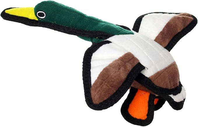 TUFFY - World's Tuffest Soft Dog Toy -Barnyard- Multiple Layers. Made Durable, Strong & Tough. Interactive Play (Tug, Toss & Fetch). Machine Washable & Floats. (Duck, Jr 2 Pack)