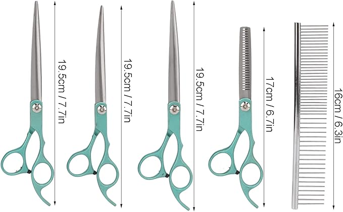 Dog Grooming Kit,Pet Grooming Scissors Set Color Paint Split Scissors Rabbit Hair Trimming Stainless Steel Set for Dogs Cats Rabbits (Green)
