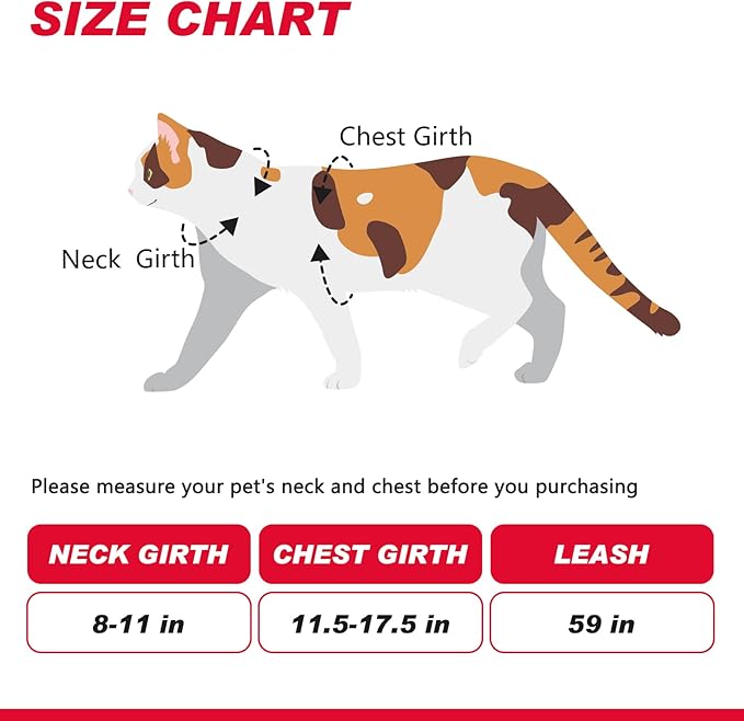 Cat Harness and Leash Set with Airtag Holder for Walking & Travelling, Escape Proof Cat Harness for Small Medium Large Kitten, Adjustable Lightweight Soft Cat Vests(Red)