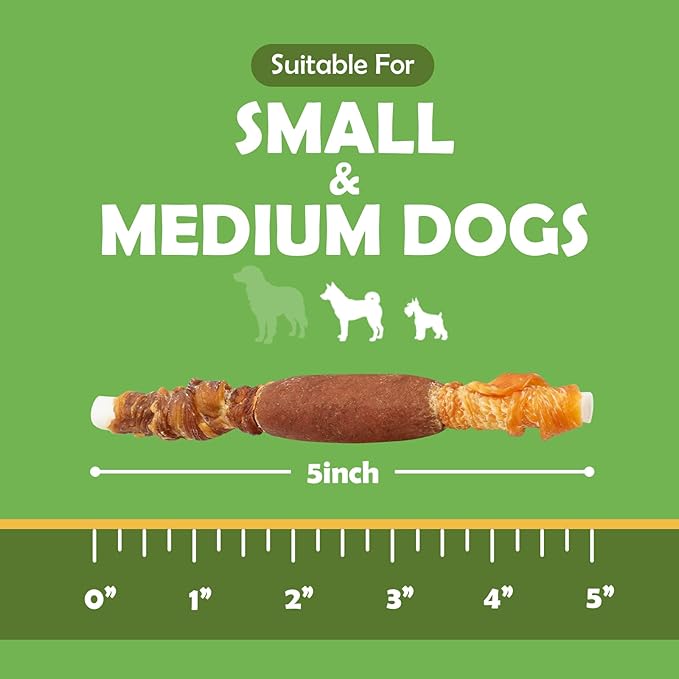 MON2SUN Dog Treats, Triple Flavor 5 Inch Chicken Liver Duck and Chicken Wrapped Rawhide Snacks for Small and Medium Dogs, 21.16 Oz (30 Count-Pack of 2)