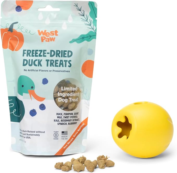 West Paw All-Natural Raw Freeze-Dried Dog Treats – Farm-Fresh Duck Training Treats for Dogs with Fiber, Beta Carotene, Vitamins A, E, C – Wholesome Canine Treat for Puppies, Senior Dogs – 2.5 Oz. …