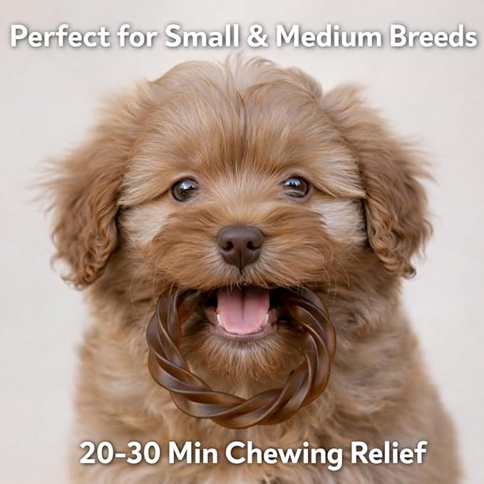 No Rawhide Puppy Teething Rings – Sweet Potato (8 Rings) Grain Free Rawhide Alternative Teething Treats for Puppies