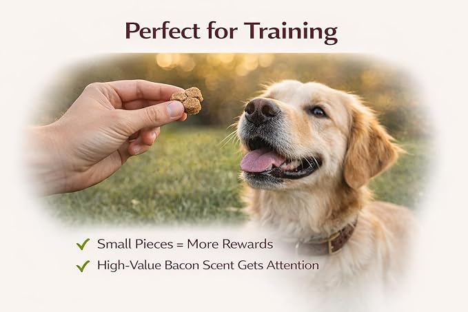 Grain Free Bacon Cheese Dog Treats - Crunchy Dog Biscuits, Low Calorie Training Treats for Dogs - Clover-Shaped Dog Cookies for All Breeds & Puppies, No Wheat Corn Soy - 20oz
