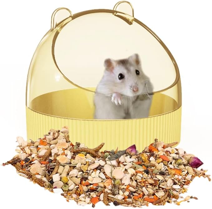 Cute Hamster Food Bowl Hedgehog Dish for Dwarf Hamsters, Syrian Hamsters, Gerbils, Mice, Rats, Small Animals, Yellow