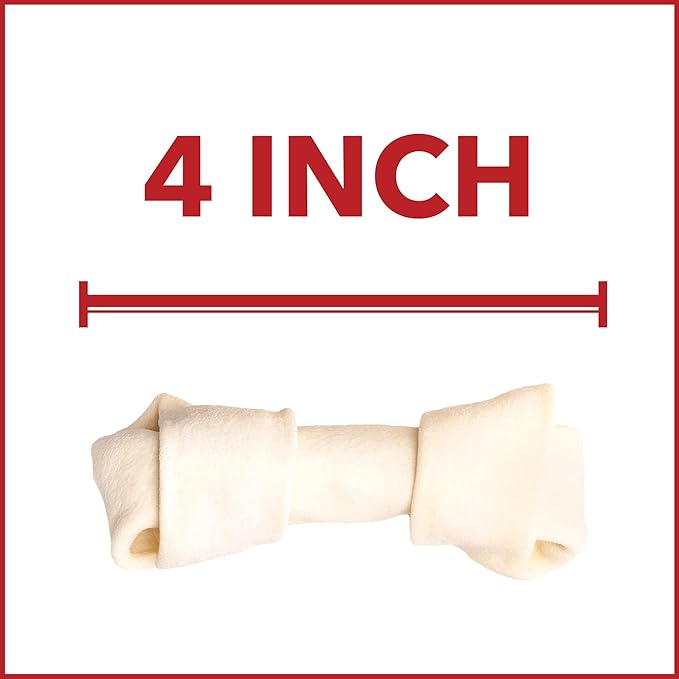 Pet Factory American Beefhide 4-5" Knotted Bones Dog Chew Treats - Natural Flavor, 22 Count/1 Pack