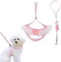 Cat Harness Collar and Leash Set, Sweet Lace Floral Kitten Collar, Escape Proof Puppy Chest Harness, Adjustable Cute Harness Leash Set for Cat Puppy Dog Outdoor Walking (Pink, M)