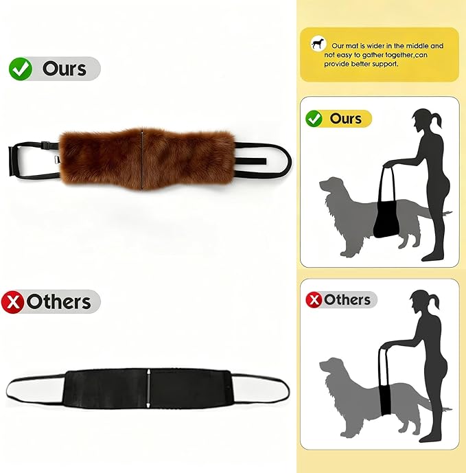 Dog Sling for Back Legs, Dog Lift Harness, Magic Tape Dog Sling for Large Dogs Hind Leg Support, Elderly Dog Lifter, Assist Canie Hip Arthritis K9 Cruciate Ligament Rehabilitation (Brown, Small)