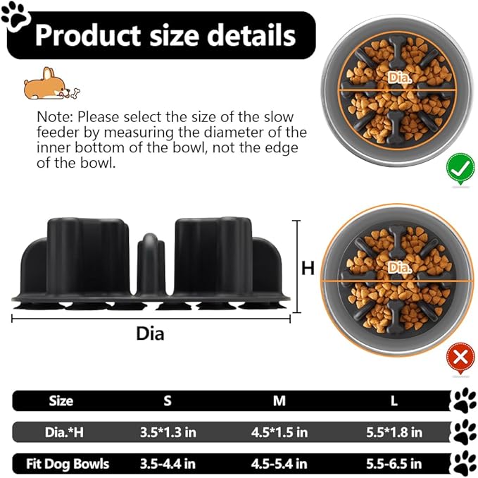 Soft Silicone Anti-Choking Puzzle Slow Feeder Insert for Dogs, Compatible with Regular Elevated Dog Bowls