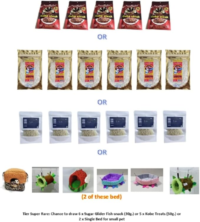 Mystery Surprise Box Gachapon Sugar Glider Hamster Squirrel Chinchillas Small Animals Sandwich Snacks/Food or Treats/Bed Set