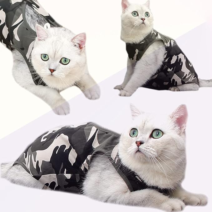 Cat Recovery Suit for Abdominal Wounds or Skin Diseases, Breathable Cat Onesie for Cats After Surgery Spay Neuter, Anti Licking Cat Cone Alternative, Professional Pet Surgery Recovery Shirt