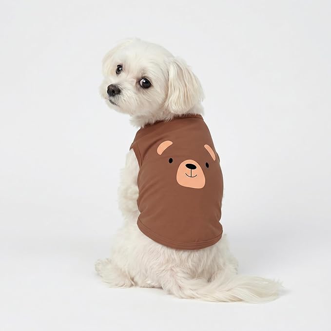 Fitwarm 3 Pack Bear Lion Pig Dog Shirt, Funny Dog Clothes for Small Dogs Boy Girls, Summer Pet Outfit, Cute Animal Costume, Brown, Pink, Blaze Orange, Medium