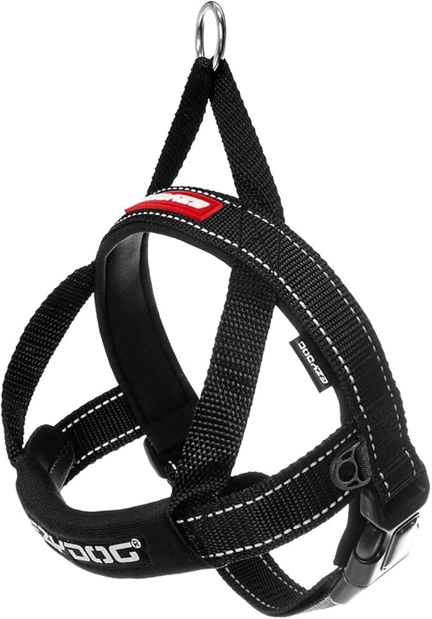 EzyDog Quick Fit Dog Harness – No Pull Harness for Training, Everyday Walking, and Easy Control - Adjustable Fit, Reflective, and Padded (Large, Black)