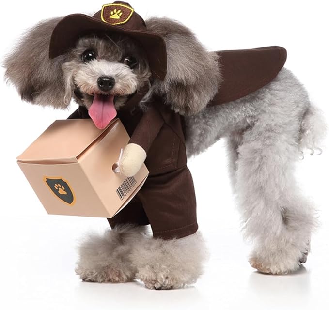 Puppy Porter Dog Costume, Pet Cosplay Clothes Halloween Christmas Funny Party Costume for Cats and Small Dogs (Small, Porter)