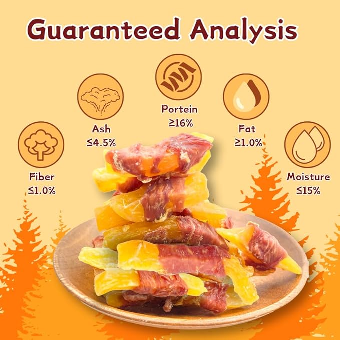 Duck Wrapped Sweet Potato Dog Treats, Grain-Free Novel Protein Chewy Snacks, Real Duck & Vegetable Treats for Sensitive Dogs, 7.05 Ounce