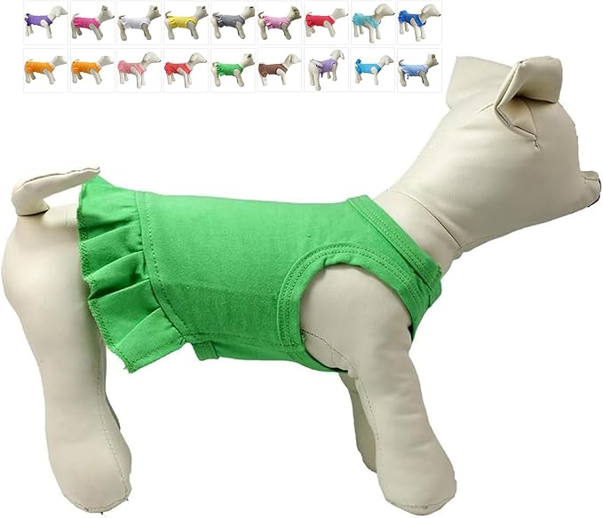 Pet Clothes Small Dog Clothing Blank Color Sport Dress T-Shirts Tee Dresses Tanks Top for Small Size Female Dogs Summer Spring Pet Costumes 100% Cotton (XL, Green)