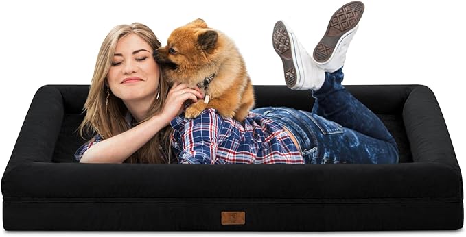Jumbo Orthopedic Dog Bed for Extra Large Dogs, Waterproof Dog Bed with Removable Cover, 4-Sides Removable Bolster Soft Sofa Pet Mat with Nonskid Bottom, Washable Pet Beds for Large Dogs