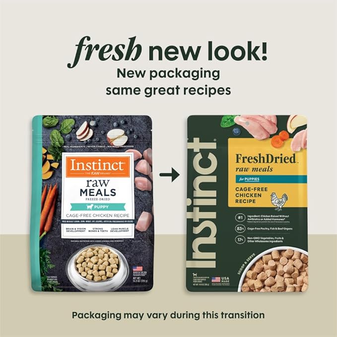 Instinct Puppy FreshDried Bites, Natural Freeze-Dried Dog Food, Grain Free - Cage-Free Chicken, 14 oz. Bag