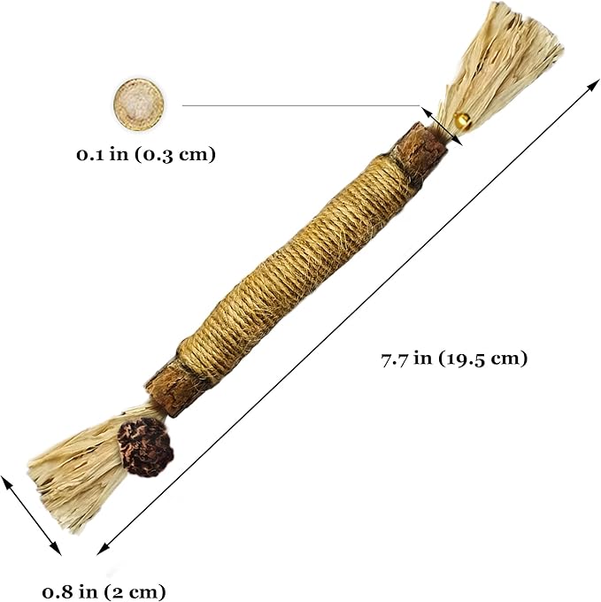 SunGrow Delicious Pet Snack Silvervine Sticks, Chewable Corn Husk and Insect Lean Fruit, Perfect Teeth Care for Cats, Rabbits and Other Pets, 3 Pcs