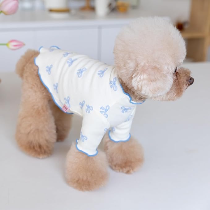 Small Dog Clothes Extra Small Dogs Spring Summer Dress Cute Soft and Breathable Outfits for Female Chihuahua Shih Tzu Yorkshire Puppy Cats (Blue, Medium)