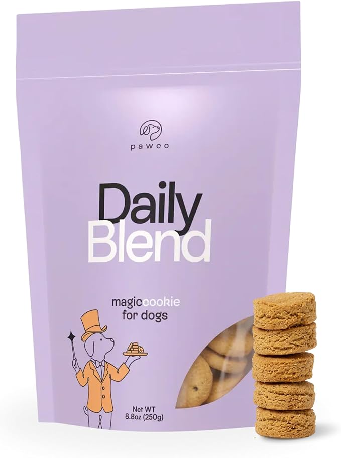 Pawco Dog Treats, Daily – Supports Daily Wellness & Enjoyment – Crunchy Dog Cookies with Peanut Butter & Apple – Functional & Healthy Rewards for Dogs – Magic Cookie – 8.8oz