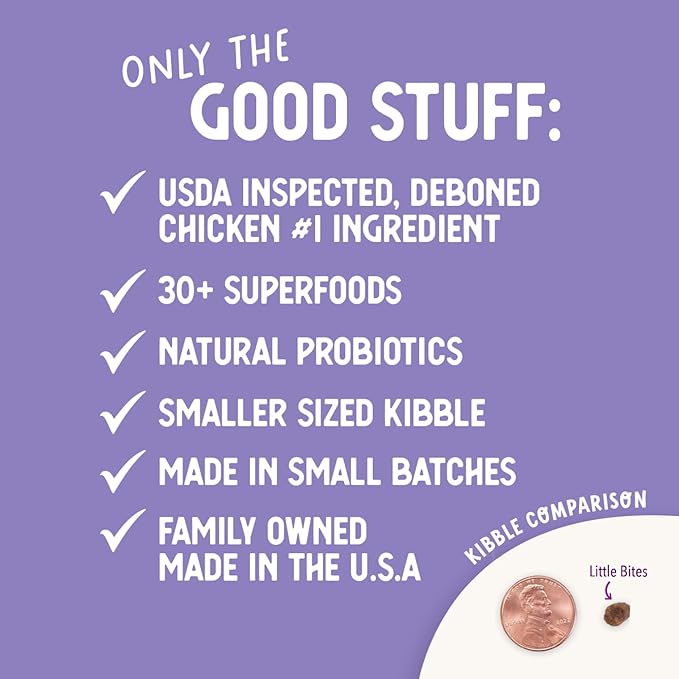 Health Extension Little Bites Dry Dog Food for Toy and Small Breeds, Chicken & Brown Rice Recipe, with Probiotics & Superfoods for Digestion & Coat Health, 30 lb Bag