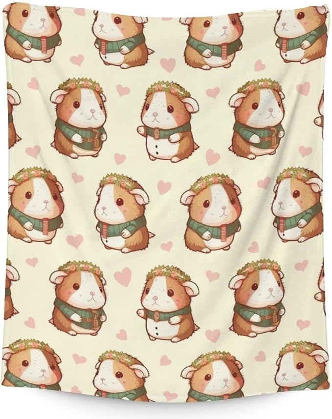 Guinea Pig Blanket - Soft, Fuzzy & Warm - 40"x50" Small Blanket for Couch, Sofa - Yellow Cute Throw Gifts for Adults, Kids