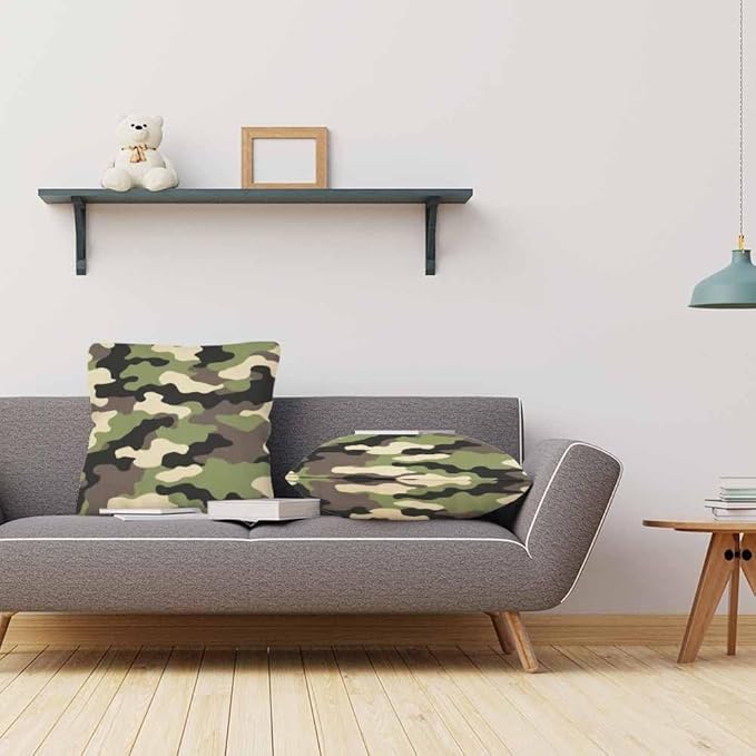 Pillow Cases Fashion Black Brown Green Camo Seamless Pattern Pack of 2,Decorative Throw Pillow Covers for Couch Bedroom Living for Girl Boy 18X18 Inch