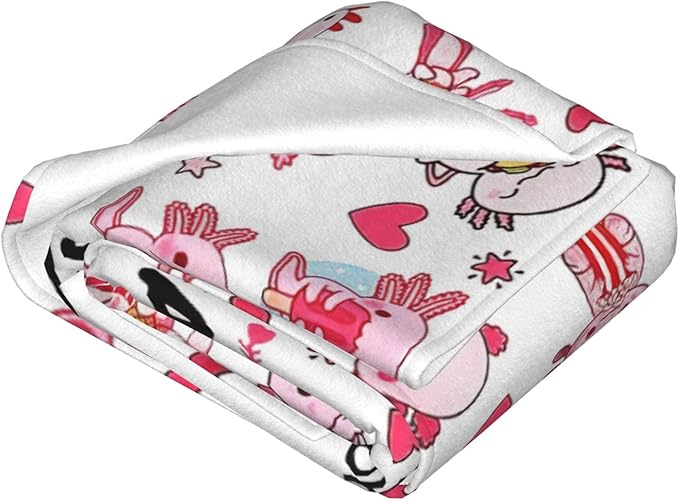 SweetFox Just A Girl Who Loves Axolotls Blanket Cute Axolotl Decor Throw Blanket Gifts for Girls Boys Lovers Super Warm Soft Plush Fleece Flannel Bedding Blankets for Kids Adults Men Women 60"X50"
