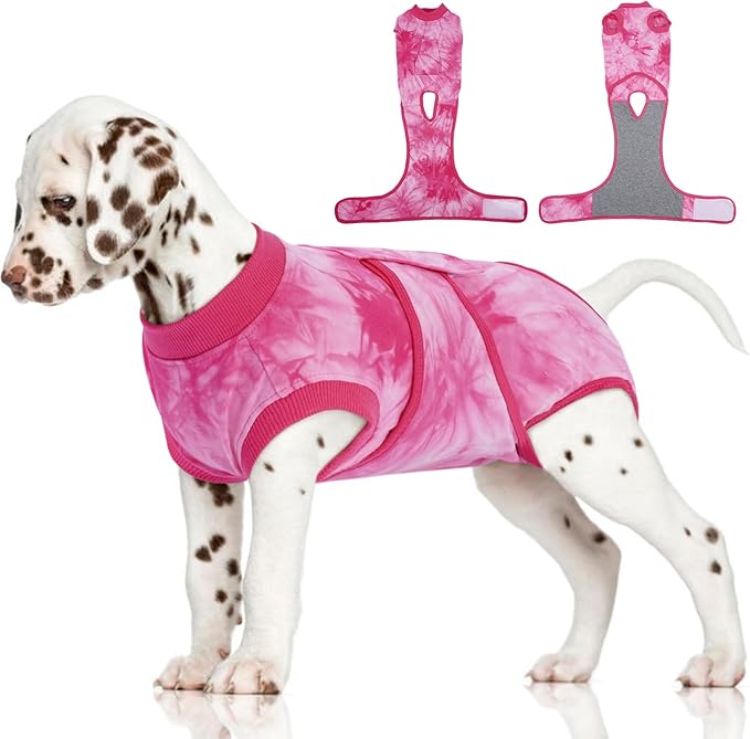 FUAMEY Surgery Recovery Suit for Small Dogs Cats,Dog Surgery Suit Female Spay Male Dogs Neuter Recovery Shirt Dog Onesie Anti Licking Abdominal Wounds Pet Bodysuit Skin Conditions Rose Dye XS