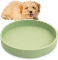 Silicone Dog Bowl Shallow Cat Food Bowls 7" Wide Puppy Plates Whisker Fatigue Pet Feeding Dishes for Dry Food and Wet Food Indoor (Round Bean Green)