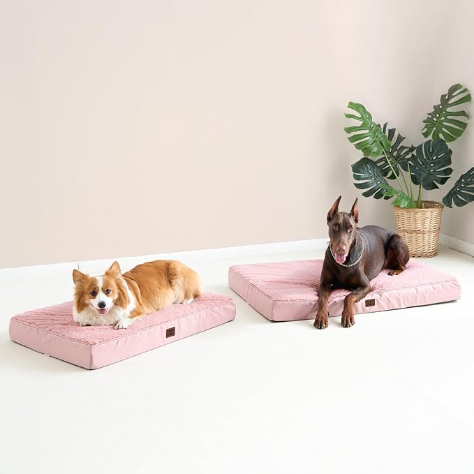 EHEYCIGA Orthopedic XL Dog Beds for Extra Large Dogs with Removable Washable Cover, Pink, 44x32