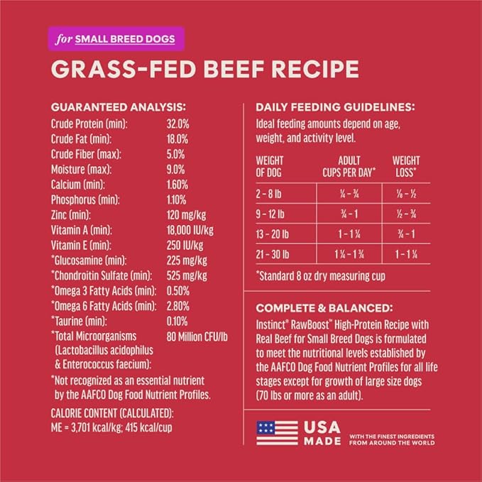 Instinct RawBoost Small Breed, Natural Dry Dog Food with FreshDried Raw, High Protein, Grain-Free Recipe - Real Beef, 3.5 lb. Bag
