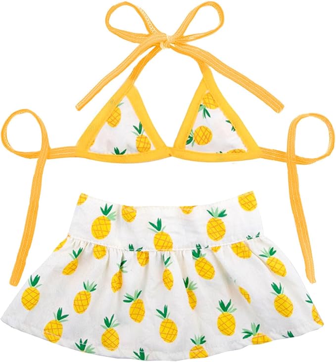 Junchl Small Dog Bikini,Summer Pet Swimsuit Puppy Bathing Dress Beach Clothes, Hawaiian Party Pet Costume Outfit for Puppy Cat Kitten Pineapple M