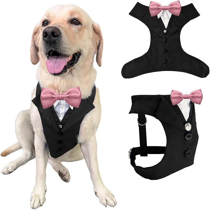 AVERYDAY Dog Tuxedo for Wedding Outfit, Dog Suit and Tie Costumes for Birthday, Halloween, Cosplay, Christmas Party, Pet Formal Wear with Bowtie, Tux for Medium Large Dogs, Bulldog, Labrador, Husky