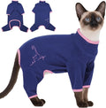 DENTRUN Cat Clothes for Hair Control with Hair Sticky Fabric - Soft Recovery Suit & Breathable Lint-Resistant Cat Sweater for Cats Only, Kitten Onesie Pajamas, L, Blue