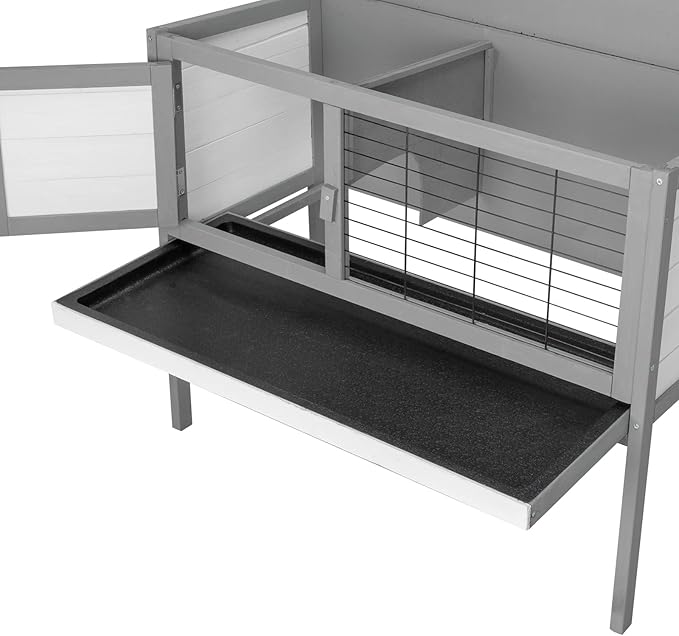 Outvita Rabbit Hutch, 36" Single Deck Waterproof Wooden Chicken Coop Wire Hen Quail House Indoor Outdoor Use,Bunny Cage Small Pet Animal Poultry Cage (Gray)