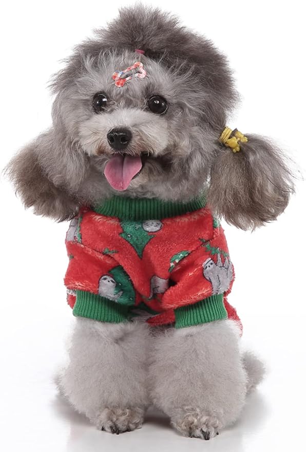 XIAOYU Christmas Dog Pajamas Soft Warm Pet Clothes Cat Apparel Winter Holiday Costumes for Small Dog Cat, Sloth, XL