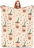 Cute Bubble Tea Blanket Gifts for Women Men Adults Boba Lovers, Boba Cups Plush Fleece Throw Blankets, Cozy Soft Warm Bedding Decor for Sofa Living Room Travel 40"x50"