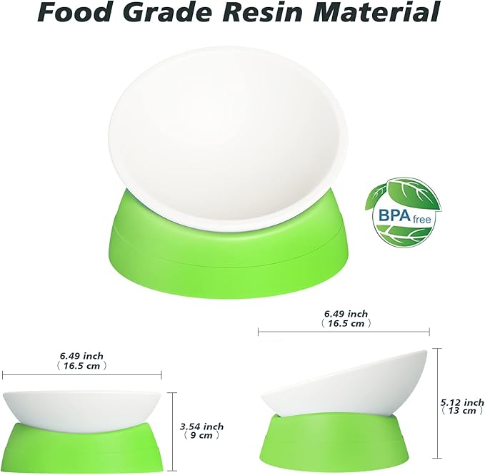 Ravitat Elevated Cat Food Bowl - Adjustable, Anti-Slip & Anti-Noise, Protects Pet's Spine, Thickened Plastic, 17 Oz