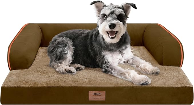 Small Dog Bed Waterproof Orthopedic Dog Beds for Medium Sized Dogs Comfy Pet Cat Bed with Sides, Washable Removable Cover