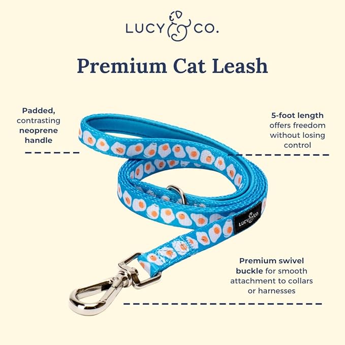 Lucy & Co. Eggcelent Step-in Cat Harness & Leash Bundle – Reflective, Breathable & Adjustable Harness for Cats, Kittens & Small Dogs, Lightweight & Secure and Dual Leash Clips – Small