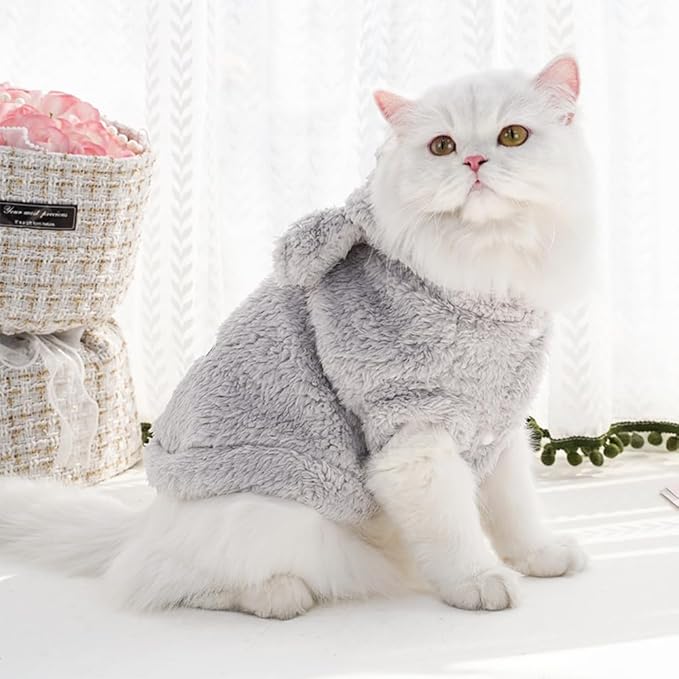 Easter Dog & Cat Outfit - Bunny Ears Hoodies Fleece Sweatshirt for Small Dogs & Cats (X-Large, Grey)